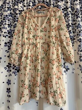 Draper James Cream Dress with Pink Floral Accents